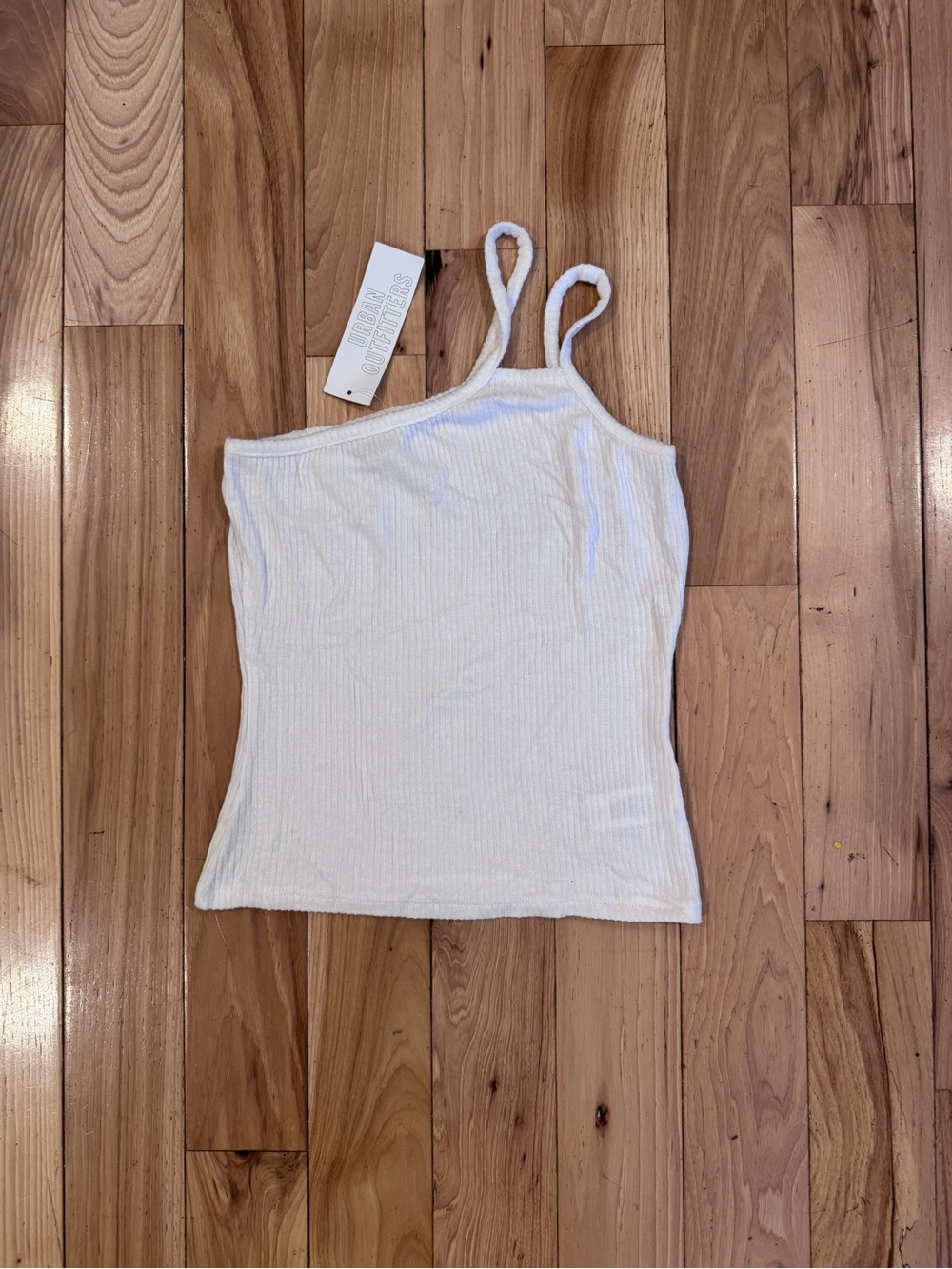 Urban Outfitters Ribbed One Shoulder Spaghetti Strap Tank in White - Size XS NWT